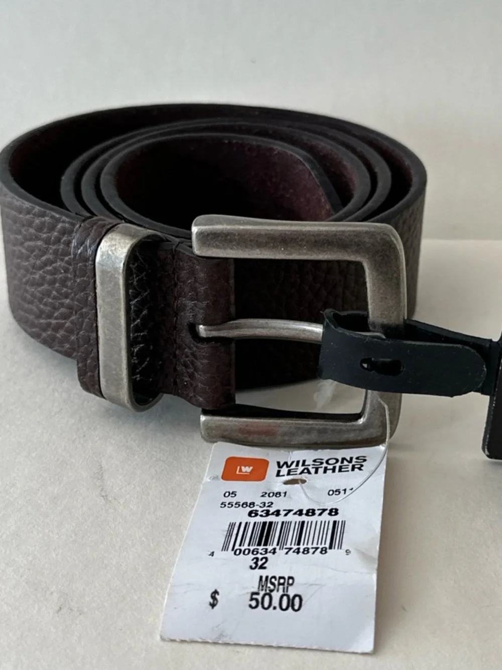 NWT Wilson’s Leather Pelle Studio Canada Made Brown Leather Belt 32
